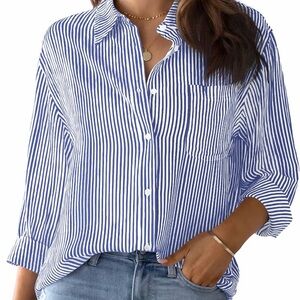 Blue Striped Women's Button-Up Shirt